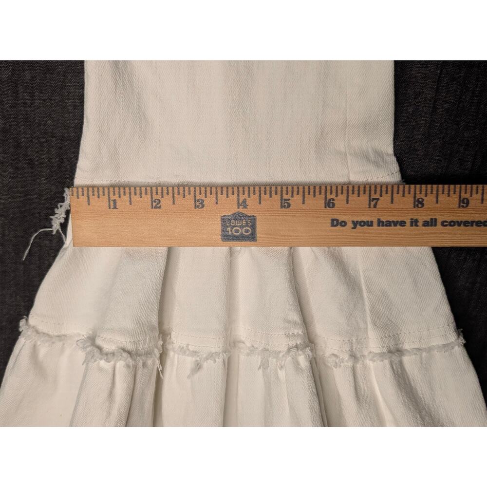 Cinq à Sept White Petal Ethel Ruffle Cuff Denim Flare Jeans Sz 6 Bridal Brunch - Picture 8 of 16